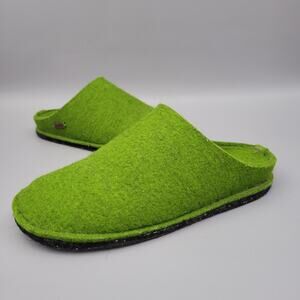 Haflinger Flair Soft Women's Wool Felt Slippers Clogs Grass Green Size 40